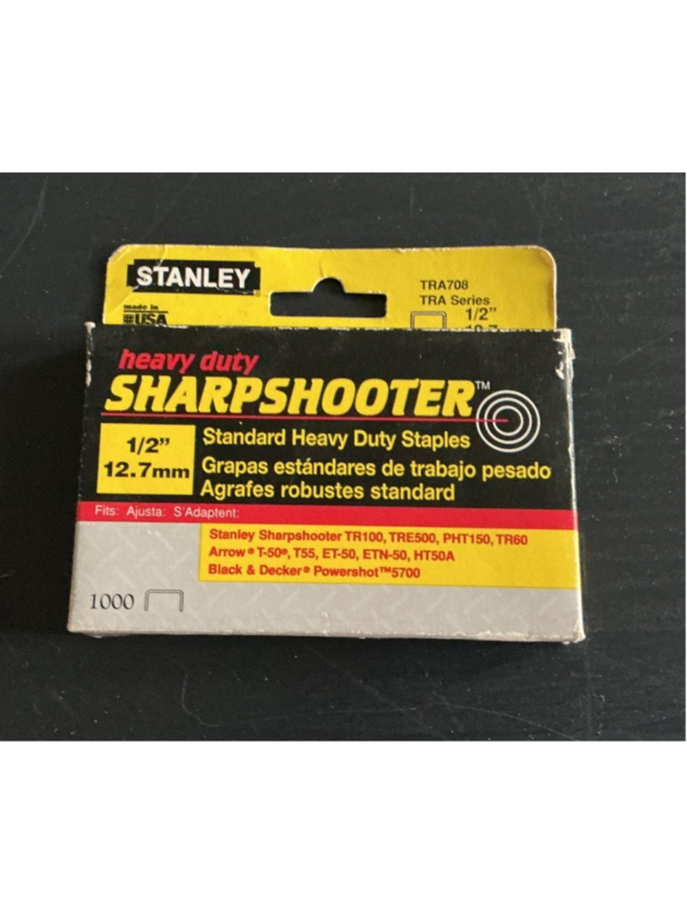 TRA-708 STANLEY HALF-INCH HEAVY DUTY STAPLES Box of 1000, NEW…